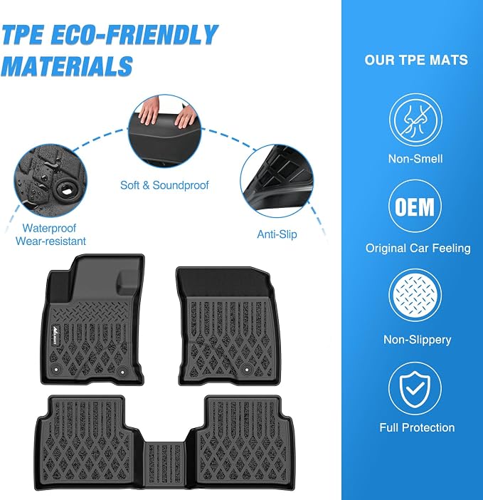Nilight TPE Floor Mats for Lincoln Corsair (Gas Model) 2020 2021 2022 2023 2024 2025 All Weather Custom Fit Heavy Duty Floor Liners