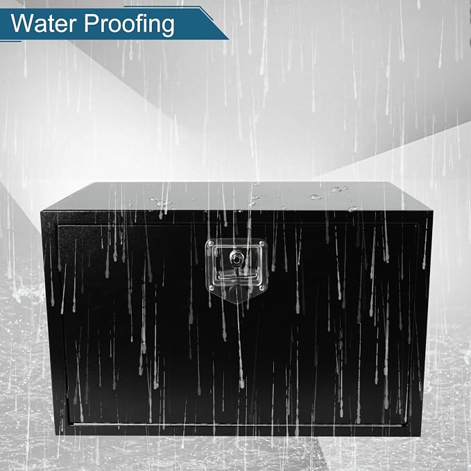 30"X18"X18" Underbody Steel Truck Box Black Heavy Duty Underbody Storage Box Waterproof Truck Tool Box Organizer w/Lock & Keys For RV,Pick up Toolbox