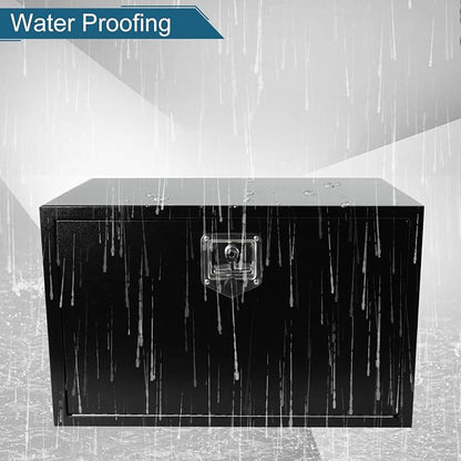 30"X18"X18" Underbody Steel Truck Box Black Heavy Duty Underbody Storage Box Waterproof Truck Tool Box Organizer w/Lock & Keys For RV,Pick up Toolbox