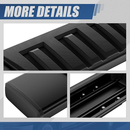 Auto Dynasty Running Boards Compatible with 2007-2021 Toyota Tundra Crew Max, Stainless Steel Side Step Rail Nerf Bars, 6.75" Step Bars, Black