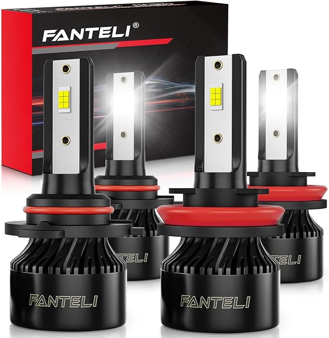 𝖧𝟣𝟣 & 𝟫𝟢𝟢𝟧 Bulbs Combo, 6500K Cool White 68000LM 800% Brightness, Backup 1:1 Size Plug and Play IP68 Waterproof Off Road Fog Lights, Pack of 4