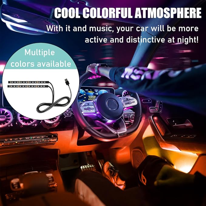 Yourkar Car LED Strip Light, 24 LED Auto Interior Under Dash Atmosphere Lights with USB Port, Vehicle Decor Lamp Ambient Night Light Strip Lighting Kit, Universal Car Accessories (Orange)