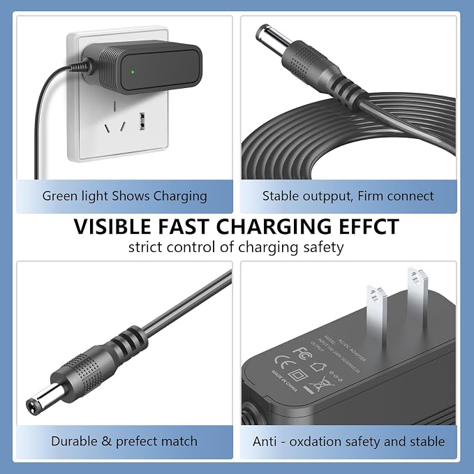 15V Charger for Dewalt DXAEJ14 DXAEPS14 DXAEPS14CA 1600 1400 011-2070-4 Peak Cars Jump Starter Digital Air Compressor Portable Power Station AC Charging Cable