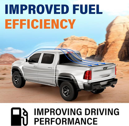 FRP Hard Tri-fold Tonneau Cover Fold Truck Bed Covers Compatible with 2009-2026 Dodge Ram 1500 & 2500 6' 4" Bed Without Ram Box (76.3")
