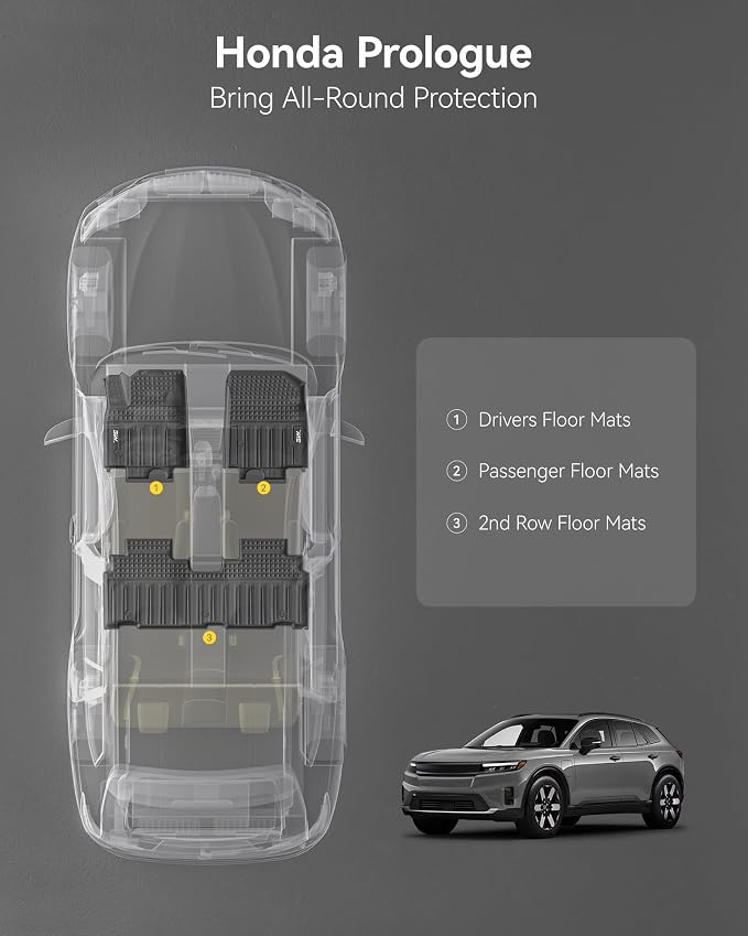 3W Floor Mats for Honda Prologue/Chevrolet Blazer EV 2024-2026 & Cadillac Lyriq 2023-2026 All Weather TPE Custom Fit Floor Liners Cover Protector for Honda Prologue Accessories, Black