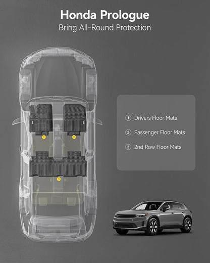 3W Floor Mats for Honda Prologue/Chevrolet Blazer EV 2024-2026 & Cadillac Lyriq 2023-2026 All Weather TPE Custom Fit Floor Liners Cover Protector for Honda Prologue Accessories, Black