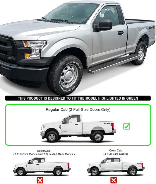 APS (Polished 304 Stainless Steel 6in Wheel to Wheel) Running Boards Nerf Bars Compatible with Ford F150 2015-2026 Regular Cab 6.5ft Bed & F-250 F-350 Super Duty 2017-2026