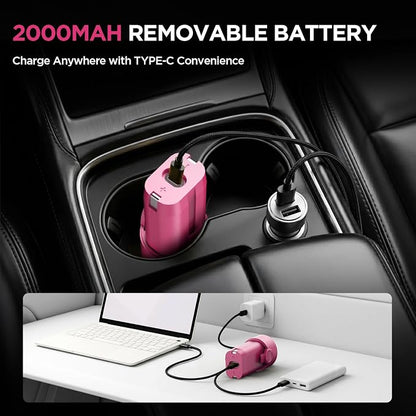Handheld Car Vacuum Cleaner, 4-in-1 Cordless Rechargeable Mini Vacuum with Air Duster – Quickly Clean Crumbs, Pet Hair & Crevices in Car, Office, Home. Ideal for Commuters & Office Workers (Pink)