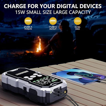 Jump Starter with Air Compressor, 7000A 26800mAh 150PSI Portable Car Battery Jump Starter (All Gas/10.0L Diesel), Jump Box Portable Jumper Cables with 3.4" LCD Display, 2 Lights