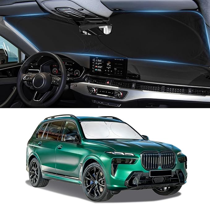 Sunshade for X7 Windshield Sun Shade Custom Fit for 2018-2025 2026 BMW X7 Accessories Foldable Front Window Shield Cover Sun Visor Protector Automotive Interior Protector Block UV Rays