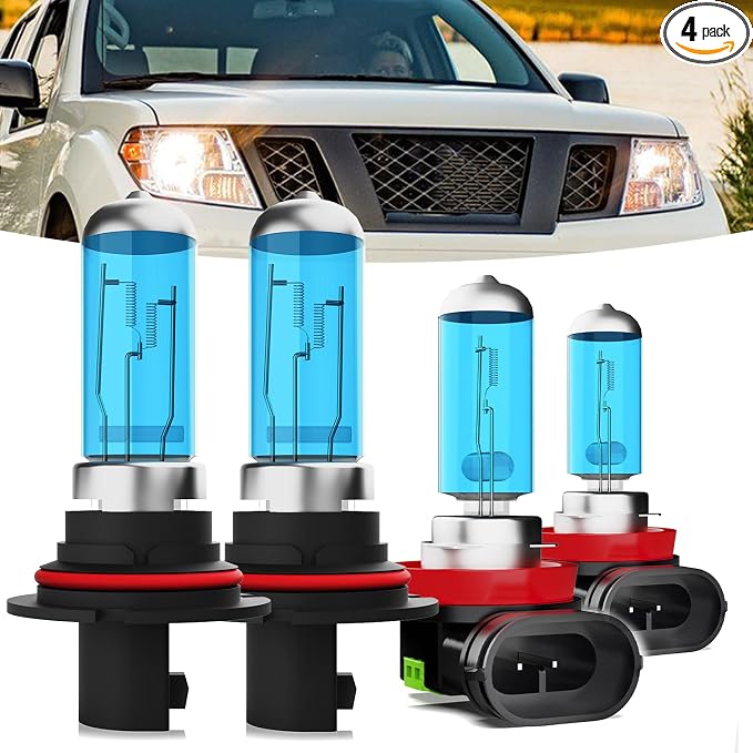 Halogen Headlights Fit For Nissan Frontier 2005-2019 Headlight Bulbs,9007/HB5 High/Low Beam + H11 Fog Light Bright Light Combo,Plug And Play,Pack of 4 (Nissan Frontier 2005-2019)