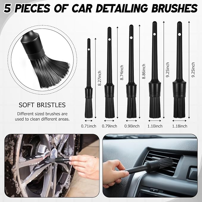 16 Pcs Windshield Cleaner Tool, Car Cleaning Kit with Various Detailing Brushes Set Spray Bottle Cleaner Towel Cleaning Gel Accessories Car Interior Detailing Kit for Windows Vents(Gray)
