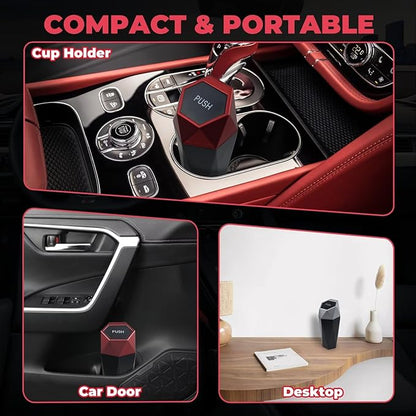 BFXM Car Trash Can with Lid, Garbage Bin for Women, Cute Interior Accessories for Seat Cup Holder, Organization Car Must Haves Essentials Mini Trash Can with Garbage Bag