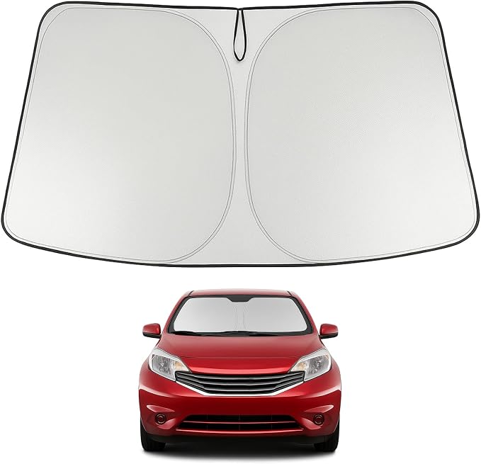 Proadsy 2026 Upgrade Windshield Sun Shade Custom Fit 2012-2018 Nissan Versa Foldable Front Sunshade Protector Sun Visor Blocks UV Rays Keep Car Cooler
