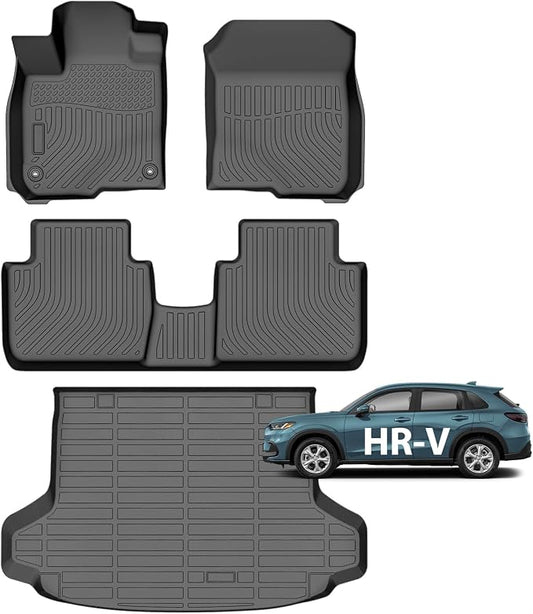 Floor Mats & Cargo Liner for 2023-2026 Honda HRV (Include Hybrid) | 2025 2026 Acura ADX, Custom Fit TPE Mats Accessories for HR-V All Weather Protection Waterproof Anti-Slip Liners 1st 2nd & Trunk Mat