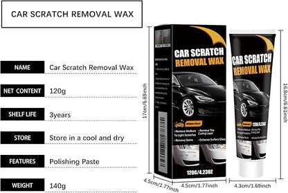 Car Scratch Remover Wax & Repair Paste - Erases Scuffs in 3 Seconds - Complete Kit with Sponge and Microfiber Cloth for Door Handle Scratches & Swirls - 120ml