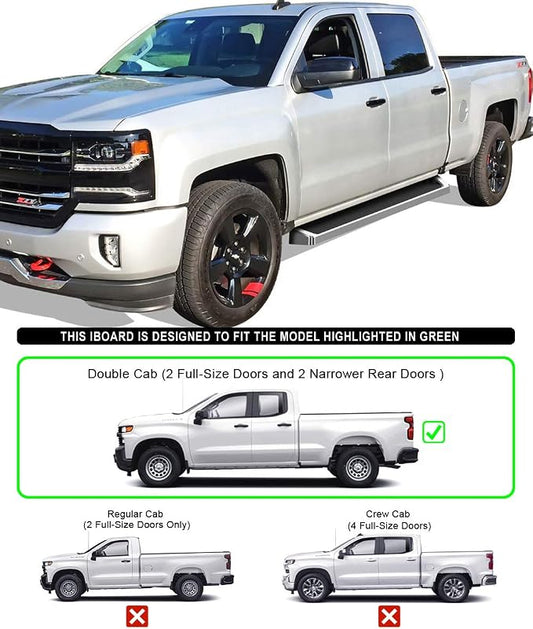 APS Side Steps Compatible with Silverado Sierra 1500 2019-2026 Extended Cab & 2500 3500 2020-2026 (Exclude 19 1500 LD)(Silverado 1500 LTD Sierra 1500 LD 2022) (Silver Running Board)