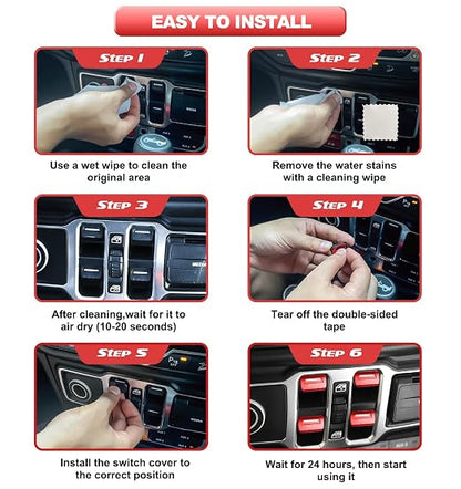 for Jeep 4 PCS Upgrade Metal Window Switch Button Cover Compatible with Jeep Wrangler JL JLU 2026 2025 2024 2023 2022 2021 2020 2019 2018 & Gladiator JT 2020-2026 Interior Accessories Gifts (Red)