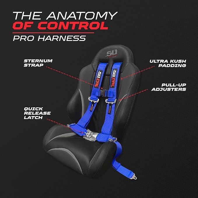 1pc Blue 4 Point Harness for Bucket Seat, Latch Release, 9 Color Options, Racing Harness, Race Car, Off Road, UTV, RZR [6008A6]