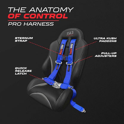 1pc Blue 4 Point Harness for Bucket Seat, Latch Release, 9 Color Options, Racing Harness, Race Car, Off Road, UTV, RZR [6008A6]
