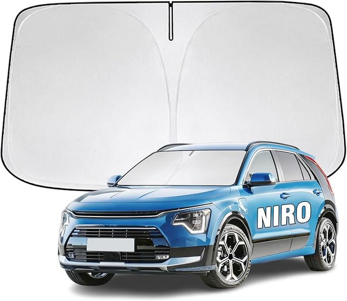 Windshield Sun Shade for Kia NIRO 2017-2026 Sunshade 300T Windshield Cover Shield Protector Blocks UV Rays Custom Fit NIRO Front Window Shades Windshield Accessories Keep Cool Foldable
