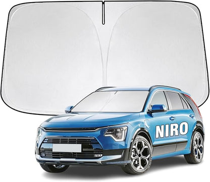 Windshield Sun Shade for Kia NIRO 2017-2026 Sunshade 300T Windshield Cover Shield Protector Blocks UV Rays Custom Fit NIRO Front Window Shades Windshield Accessories Keep Cool Foldable