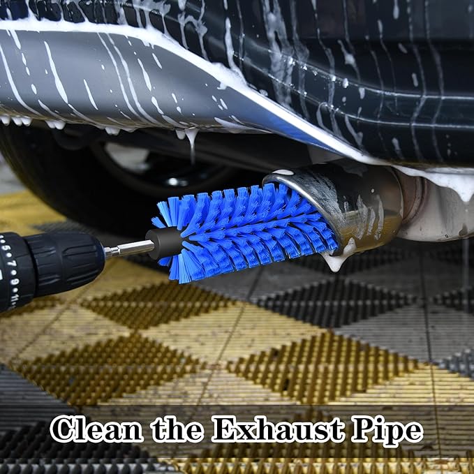 Drill Brush for Car Wheel and Bottle, Highly Dense and Durable Car Cleaning Brush for Wheels, Rims, Engines, Exhaust, Bottle