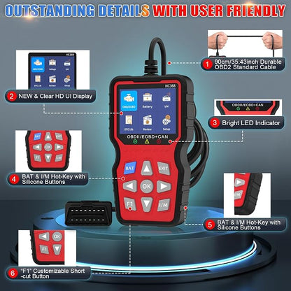 OBD2 Scanner Professional, Car Diagnostic Tool with Live Data & Battery Tester – Works for BMW, Audi, Mercedes, VW & All Cars 10 Modes, Check Engine Light Reader, Oil Reset, Smog Test