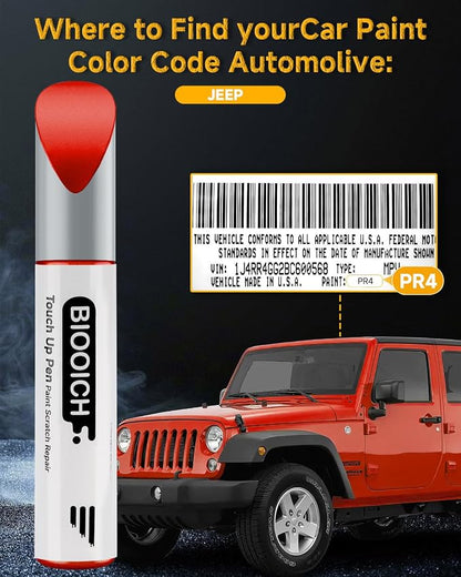 Touch Up Paint Pen Exact Color Match Car Chip and Scratch Repair (for Jeep, Flame Red(PR4/TR4))