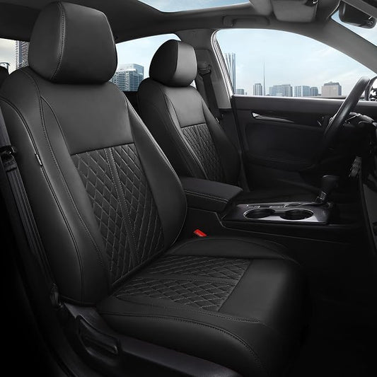 for Honda Civic Leather Seat Covers, Sedan EX 2022-2026, Sport 2025 2026, Custom Fit Car Seat Cover Full Set, Waterproof Accessories, Black (60/40 Split Benches-with Rear Armrest)