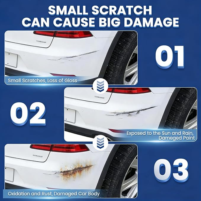 White Car Touch Up Paint Pen 2pcs with Clear Coat Pen, Long-Lasting Waterproof UV-Resistant Auto Scratch Repair Remover, Quick & Easy Fix for Car SUV Truck Motorcycle, Repair Chip Rim Scuff