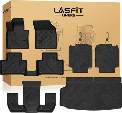 LASFIT Floor Mats & Cargo Liner for 2016-2026 Volvo XC90 Non-PHEV 6 Seats Only, Custom Fit All Weather TPE Floor Liners, Refined Interior Protection, 1st 2nd 3rd Row Mats, Trunk Mat & Backrest Mats