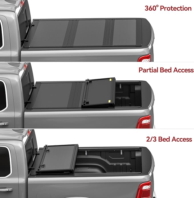 YITAMOTOR Low-Profile Hard Tri-Fold Truck Bed Tonneau Cover Compatible with Ram 1500 New Body Style 2019-2026 with 5.7 ft Bed Without Rambox