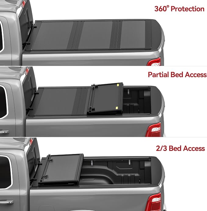 YITAMOTOR Low-Profile Hard Tri-Fold Truck Bed Tonneau Cover Compatible with Ram 1500 New Body Style 2019-2026 with 6.4 ft Bed Without Rambox
