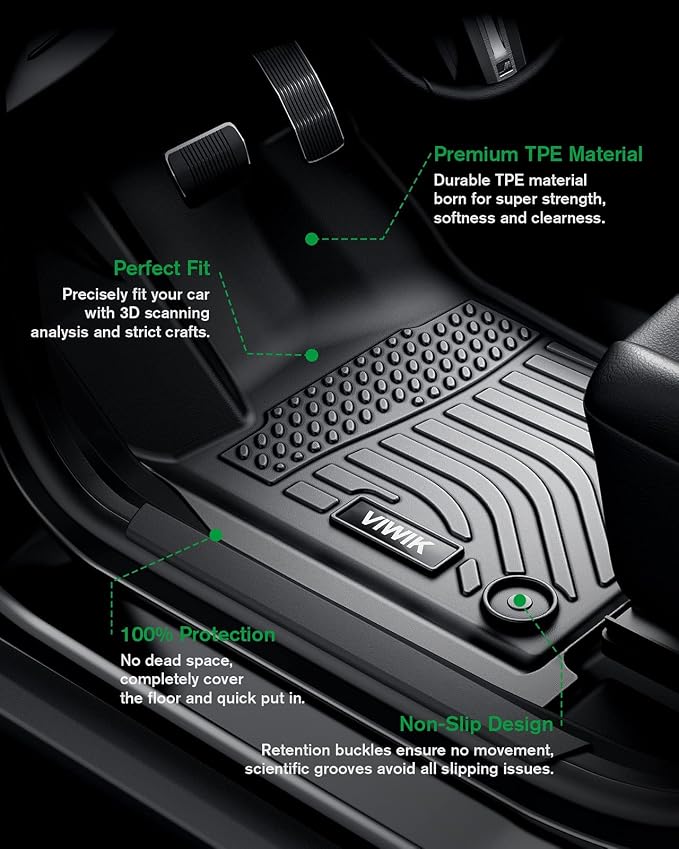 VIWIK Floor Mats Fit for Kia Sportage 2023 2024 Only Hybrid, Car Mats All Weather Custom Floor Liners Full Set 1st 2nd Row Front & Rear, 2023 2024 Sportage Only Hybrid TPE Odorless Non-Slip