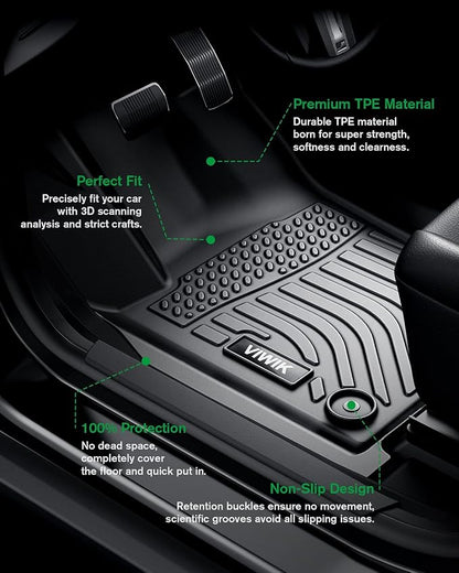 VIWIK Floor Mats Fit for Kia Sportage 2023 2024 Only Hybrid, Car Mats All Weather Custom Floor Liners Full Set 1st 2nd Row Front & Rear, 2023 2024 Sportage Only Hybrid TPE Odorless Non-Slip