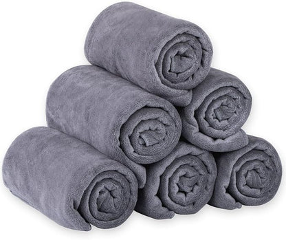 JML Microfiber Bath Towels, Bath Towel Set (6 Pack, 27" x 55") - Extra Absorbent and Fast Drying,Multipurpose Microfiber Towel for Bath, Beach, Pool, Sports, Yoga - Grey