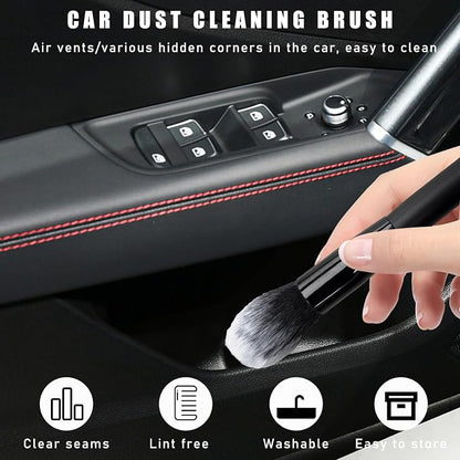 Dickno 2PCS Car Interior Dust Brush, Soft Scratch Free Auto Detailing Brushes, Universal Vehicle Interior Cleaning Tool for Automotive Dashboard, Air Vents, Leather (Long Black & White)