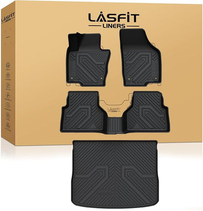 LASFIT Floor Mats for Volkswagen Tiguan 2009-2017, All Weather TPE Custom Fit Floor Liners for 1st & 2nd Rows Car Mats & Trunk Mats for VW Tiguan Accessories, Black