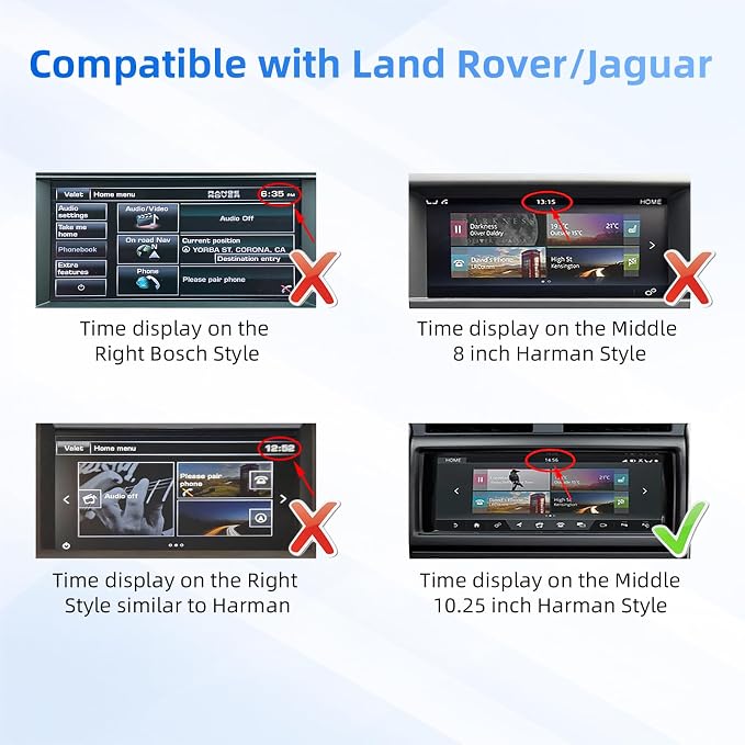 Wireless CarPlay Android Auto Adapter Decoder Retrofit Kit Fits Land Rover & Jaguar 2016-2019 with Harman Headunit 10.25" Screen, Supports Airplay/Mirror Link/Backup Camera/USB Drive/Navi