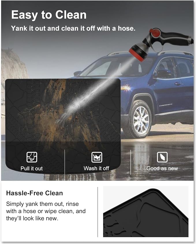KIWI MASTER Cargo Mat for 2014-2023 Jeep Cherokee, Custom Fit All Weather Rear Cargo Liner, Heavy Duty TPE Tray Trunk Mat, Black