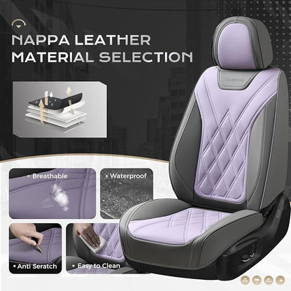 Coverado Car Seat Covers, Front Covers for Cars, Car Seat Cover Front Seats, Car Seat Protector Waterproof, Leather Car Seat Cushion, Universal Interior Covers Seat Protectors for Most Cars Purple