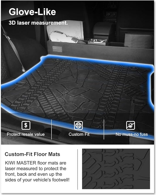 KIWI MASTER Cargo Mat for 2007-2018 Jeep Wrangler JK, OEM Replacement 82213184, Custom Fit All Weather Rear Cargo Liner, Heavy Duty TPE Tray Trunk Mat, Black