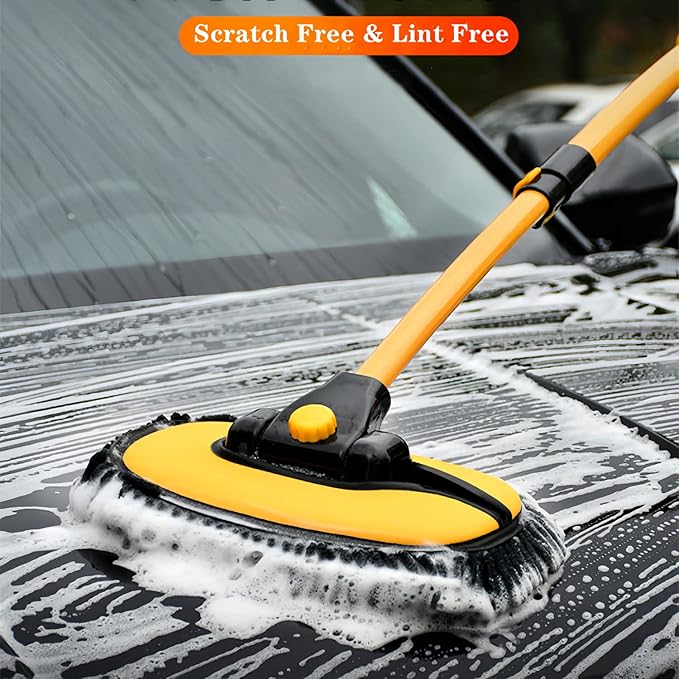 MVEQRRN Upgrade Car Wash Brush Mop with Long Handle,Microfiber Mitt Car Cleaning Supplies Kit Car Wash Kit Tools Accessories