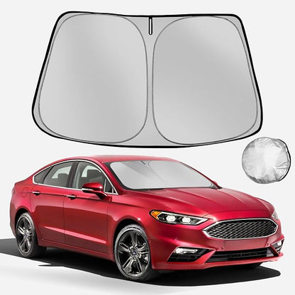 Windshield Sun Shade for 2013-2021 Ford Fusion Foldable Sun Sunshade for Car Front Window Blocks UV Rays and Heat Automotive Interior Protector Custom Fit Accessories