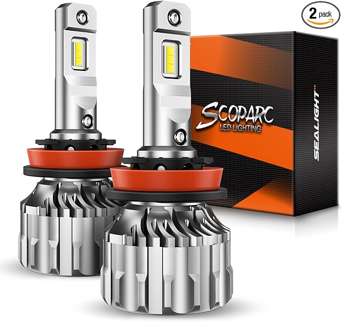 SEALIGHT S6 H11 Bulbs, 70000LM H8/H9 Bulbs With Cooling Fan，6500K Cool White H8/H9 LED Bulbs, 70000Hrs Lifespan Canbus Ready Bulbs, Pack of 2