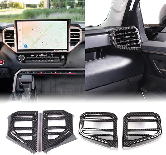 Car Center Console Air Conditioning Outlet Trim Cover Kit Compatible with Toyota Tundra/Sequoia 2022-2026, ABS Dashboard Side A/C Vent Panel Decorative Frame Protection Accessories, For 14-inch Screen