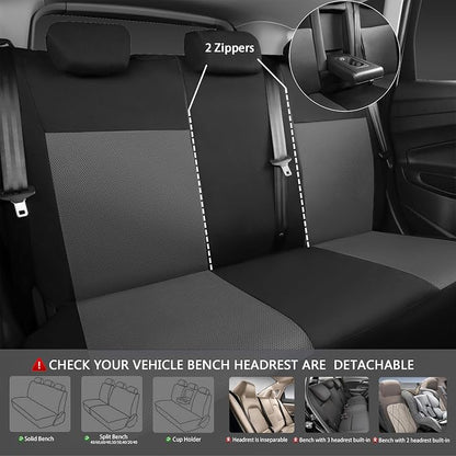 CAR PASS 3D Air Mesh Seat Cover Full Sets, Charcoal Car Seat Cover with 5mm Composite Sponge Inside,Airbag Compatible Universal Fit for SUV,Vans,sedans, Trucks, Automotive Interior Covers(Black Gray)