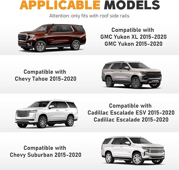 220lbs Heavy Duty Roof Rack Cross Bars Fit for Chevrolet Chevy Tahoe Suburban, GMC Yukon XL, Cadillac Escalade ESV 2015-2020 Aluminum Roof Rack Rail Crossbars Cargo Bars Rooftop