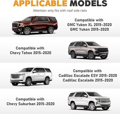 220lbs Heavy Duty Roof Rack Cross Bars Fit for Chevrolet Chevy Tahoe Suburban, GMC Yukon XL, Cadillac Escalade ESV 2015-2020 Aluminum Roof Rack Rail Crossbars Cargo Bars Rooftop